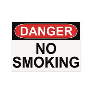 OSHA Safety Signs, DANGER NO SMOKING, White / Red / Black, 10 x 14