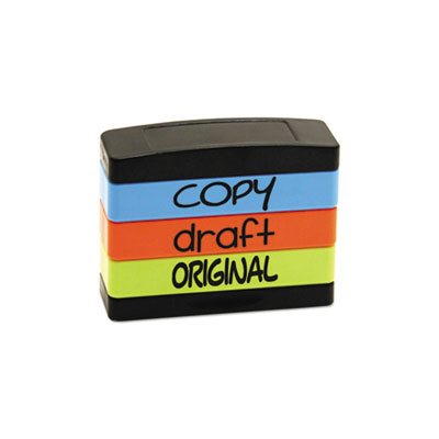 Stack Stamp, COPY, DRAFT, ORIGINAL, 1 13 / 16 x 5 / 8, Assorted Fluorescent Ink Stack Stamp, COPY, DRAFT, ORIGINAL, 1 13 / 16 x 5 / 8, Assorted Fluorescent Ink