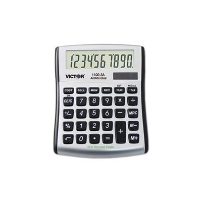 1100-3A Antimicrobial Compact Desktop Calculator, 10-Digit LCD