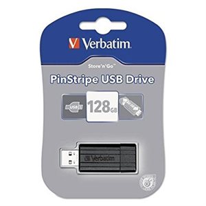 PinStripe USB Flash Drive, 128GB, Black