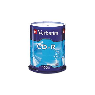 CD-R Discs, 700MB / 80min, 52x, Spindle, Silver, 100 / Pack