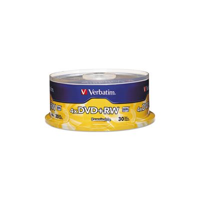 DVD+RW Discs, 4.7GB, 4x, Spindle, 30 / Pack