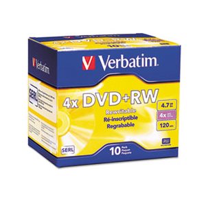 DVD+RW Discs, 4.7GB, 4x, w / Slim Jewel Cases, Pearl, 10 / Pack