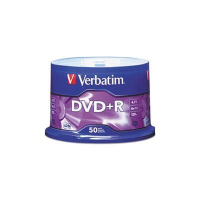 DVD+R Discs, 4.7GB, 16x, Spindle, Matte Silver, 50 / Pack