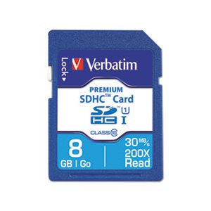 Premium SDHC Memory Card, Class 10, 8GB