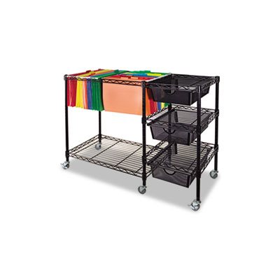 Mobile File Cart w / Drawers, 38w x 15 1 / 2d x 28h, Black