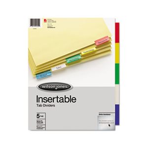 Single-Sided Reinforced Insertable Index, Multicolor 5-Tab, Letter, Buff