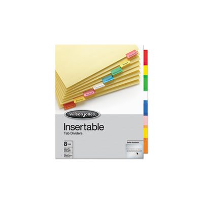 Single-Sided Reinforced Insertable Index, Multicolor 8-Tab, Letter, Buff