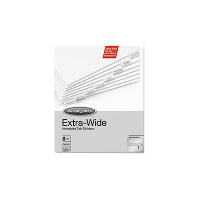 Oversized Reinforced Insertable Index, Clear 8-Tab, 9-1 / 4 x 11, White