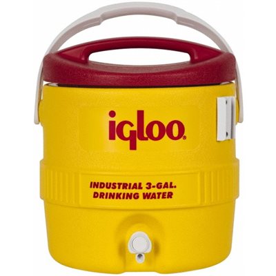 COOLER, WATER, IGLOO, POLYETHYLENE, YELLOW / RED, 3 GALLON