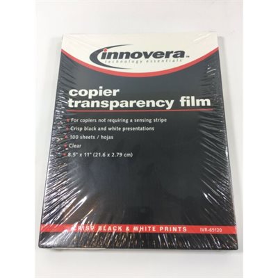 TRANSPARENCY FILM, COPIER, LETTER, CLEAR, 100 SHEETS / BOX